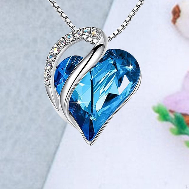 Love DIY Halskette mit Liebesherz-Anhänger, Kupfer, blau, Zirkonia, Damen - Bild 1
