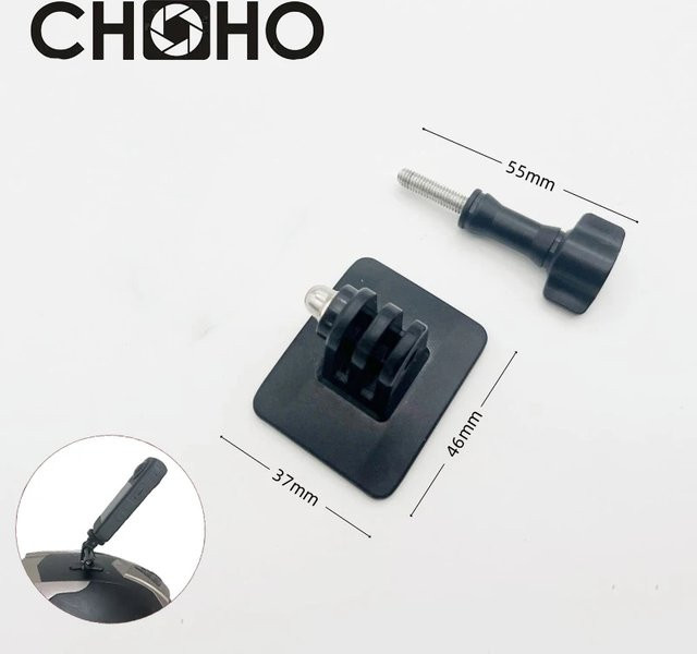 Gebogener Helm-Arm mit Aufkleber für GoPro, Insta360 X3 und DJI OSMO Action 4 in Schwarz - Bild 1