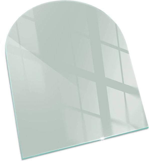Tulup Kamin-Glasplatte als Funkenschutzplatte in Grün, Halbkreis, B: 80 cm, H: 70 cm - Bild 1