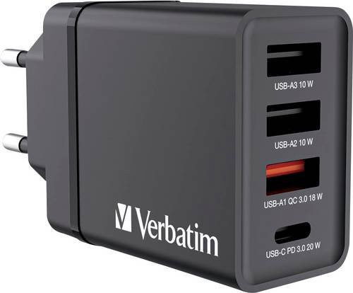 Verbatim CHR-30EU1 USB Ladegerät 30W mit 1x USB-C und 3x USB-A in Schwarz - Bild 2