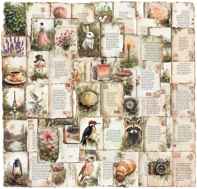 50 Stück Retro Aquarell Aufkleber in Multicolour für Tagebuch, Laptop und Scrapbook - Bild 1