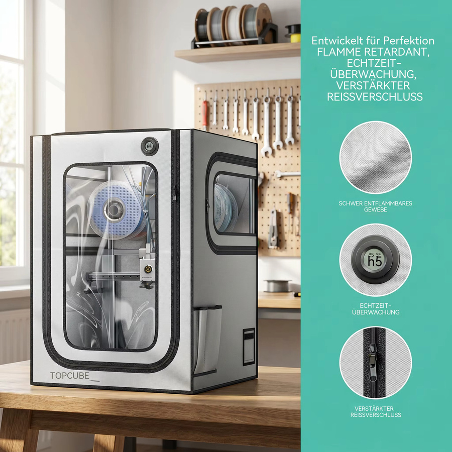 YOOPAI 3D-Drucker-Gehäuse für Bambu Lab A1 und A1 Mini Combo, wasserdicht und geräuschreduzierend mit LED-Licht, Schwarz - Bild 2