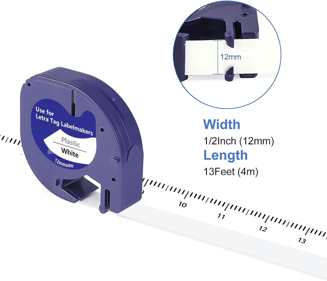 2 Rollen Dymo Klebeetikettenband 91201 in Weiß, 12 mm Thermoband kompatibel mit Dymo LT100H und den Modellen 91331, 59422, 91202, 91200 - Bild 2