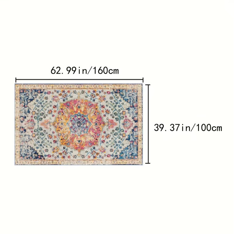 VIKAMA Bohemian Floral Outdoor-Teppich, rutschfeste Campingmatte für Garten, Terrasse und Balkon, Mehrfarbig, B: 160 cm, T: 80 cm - Bild 4
