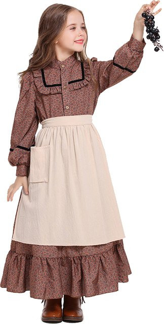 Purim Little House On The Prairie Kostüm, Mädchen Cosplay, Braun - Bild 1