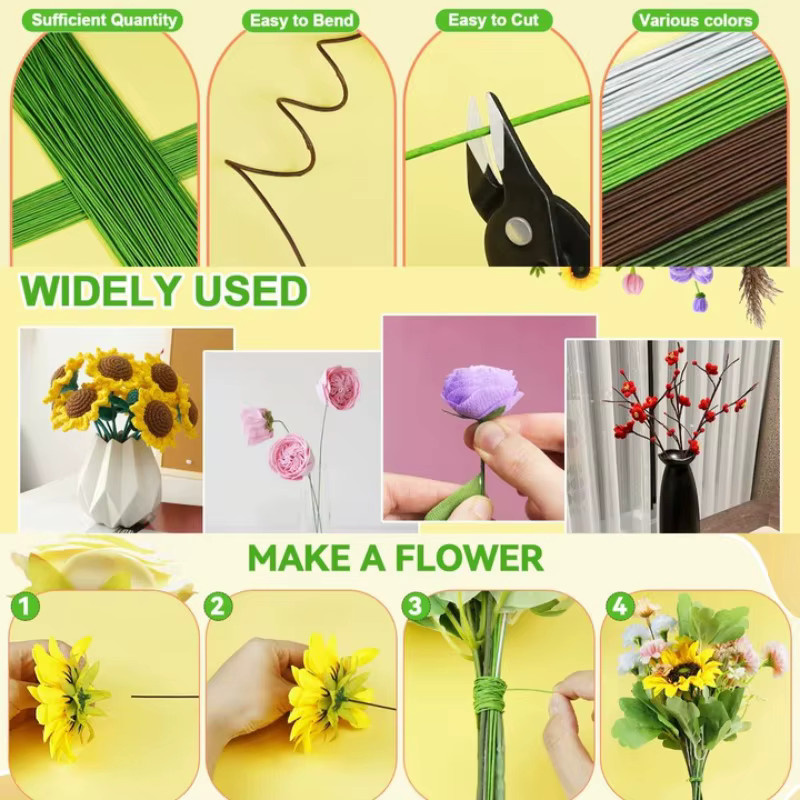 Grünes Drahtgeflecht und Papier für die DIY-Verpackung von Blumenstielen und Blumensträußen - Bild 2