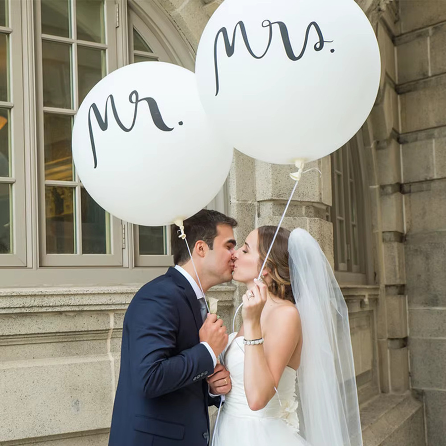 Enanal Latex Ballon Herr & Frau weiß 36 Zoll für Hochzeit, Valentinstag und Geburtstag - Bild 3