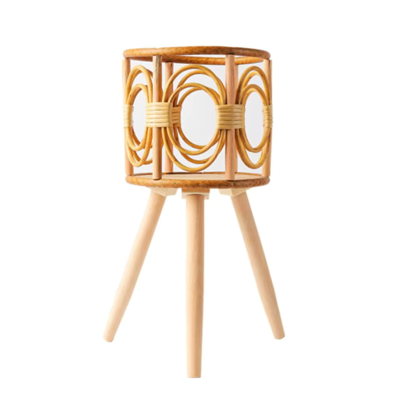 Runder Rattan-Blumenständer in Braun im Bohemian-Stil für deine Pflanzen - Bild 2