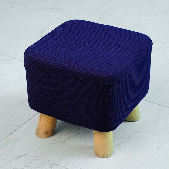 Yiran Furniture Hockerbezug quadratisch, blau, kariert, elastisch und rutschfest, B/H: 25 x 15 cm - Bild 1