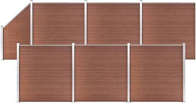 vidaXL WPC Zaun-Set aus WPC und Aluminium in Braun, B: 1138 cm, H: 186 cm - Bild 1