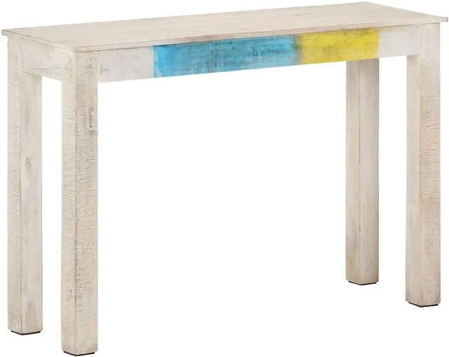 vidaXL Konsolentisch aus Mangoholz in Weiß, rustikaler Flurtisch, B/T/H: 115 x 35 x 77 cm - Bild 1