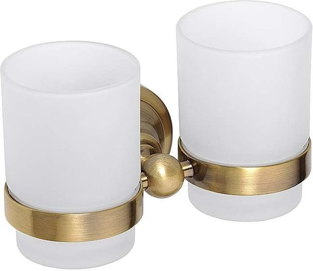 Brillantbad BETRO BRONZE Doppelglashalter aus Messing in Bronze, B/T/H: 16,5 x 9,5 x 9,0 cm - Bild 1