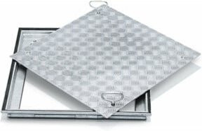 ZARGES Schachtabdeckung aus verzinktem Stahl in Silber, Außenmaß: 96,0 x 96,0 cm, Innenmaß: 80,0 x 80,0 cm - Bild 1