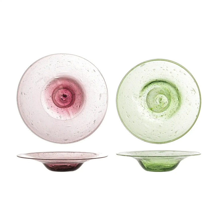 Bloomingville Teller Sunil aus Glas in Grün, Set von 2 Stück, Durchmesser: 19 cm - Bild 1