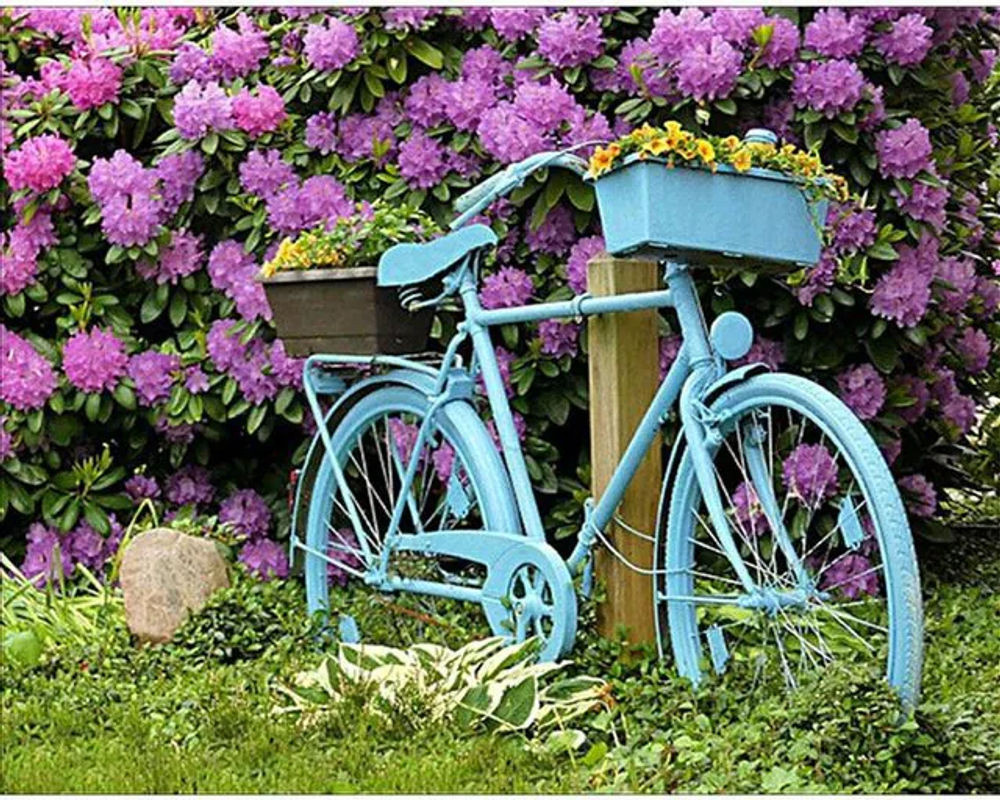 FIYO Diamond Painting Set 5D DIY Blumen und Fahrrad, Mehrfarbig, B/H: 20 x 30 cm - Bild 1
