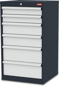 STIER Schubladenschrank aus Stahl mit 6 Schubladen, Farbe: Anthrazit, B/T/H: 60,0 x 57,5 x 102,0 cm - Bild 1
