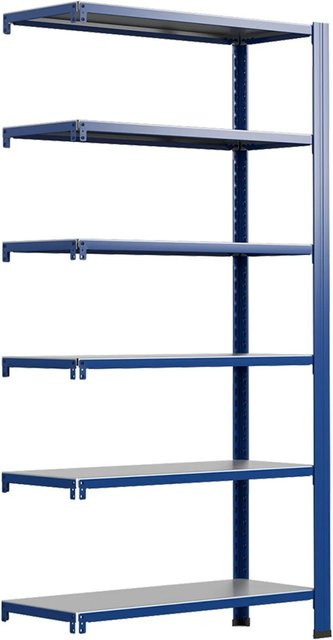AR Shelving T Profile Zusatzmodul Regal in Blau und Verzinkt mit 6 Böden, H x B x T: 250 x 120 x 50 cm - Bild 1