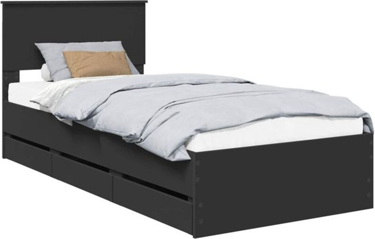 Modernes Funktionsbett mit Schubladen von vidaXL in Schwarz aus Holzwerkstoff, B/T/H: 90 x 200 cm - Bild 1