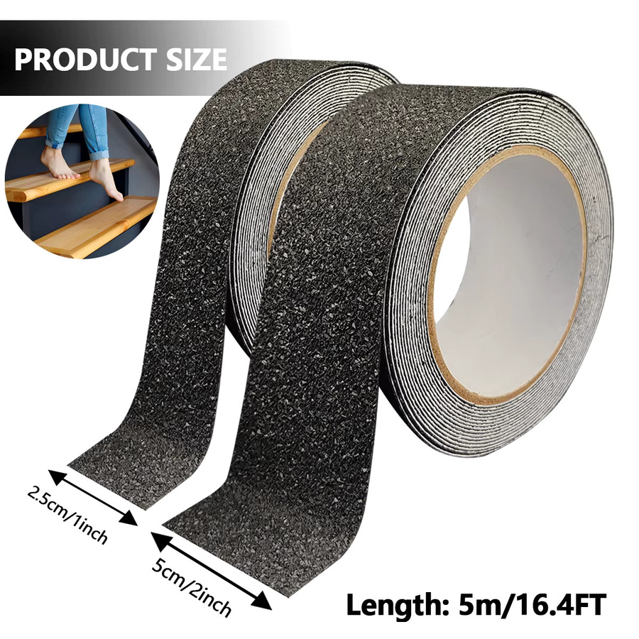 SCESSPACK Rutschfestes Sicherheitsband in Schwarz aus PEVA-Material mit Kiesmuster, Wasserdichtes Gummi-Klebeband für Innen- und Außenbereiche auf Kunststoffoberflächen - Bild 3