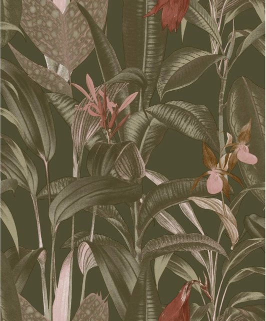 LOOKS by Wolfgang Joop Vliestapete Tropical Leaves Grün FSC Botanical Nature Floral vorgestrichen und trocken abziehbar - Bild 1