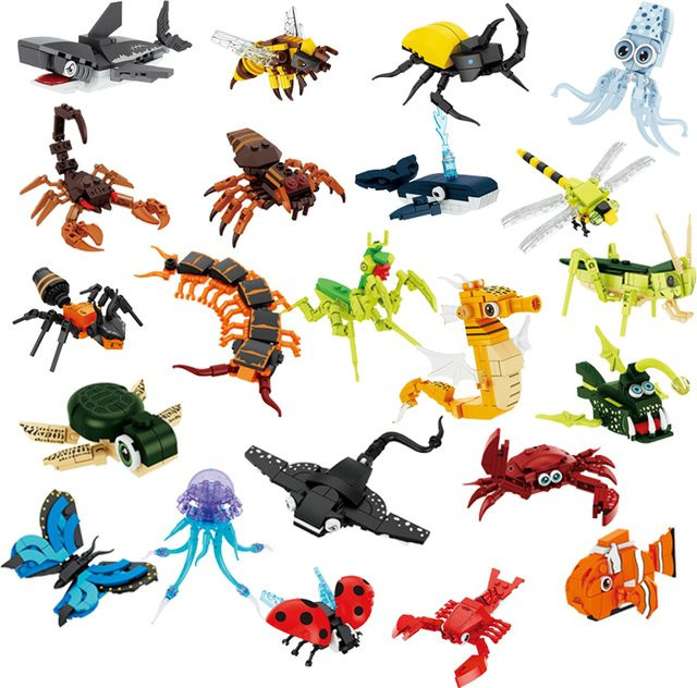 Potdemiel Moc Insekten-Tiermodell Bausteine Set mit Bienen, Ameisen, Schmetterlingen und Heuschrecken in Mehrfarbig für Kinder und Jungen - Bild 1