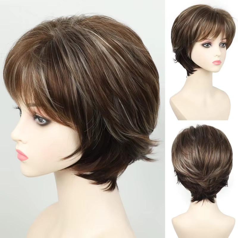 Suri Hair Perücke Damen, kurz, goldbraun blond, geschichtet, mit Pony - Bild 4