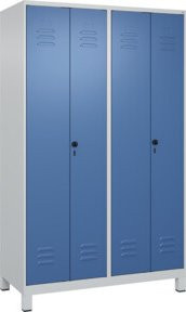 C+P PSA Doppel-Spind Classic PLUS mit 4 Abteilen, Füße, Grau/Blau, B/T/H: 120 x 50 x 195 cm - Bild 1
