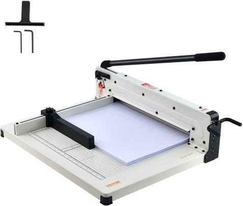 VEVOR Papierschneider Guillotine für A3 mit 400 Blatt Kapazität, weißer manueller Hebelschneider aus Metall und gehärtetem Stahl - Bild 1