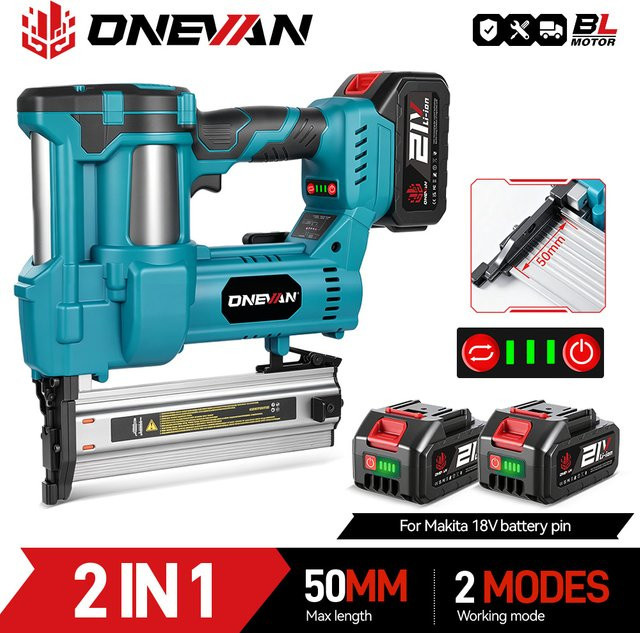 ONEVAN 2in1 Akku Framing Nagler und Hefter für Makita 18V Batterien, Bürstenloses Elektrowerkzeug F15-F50 K410-K4 - Bild 1