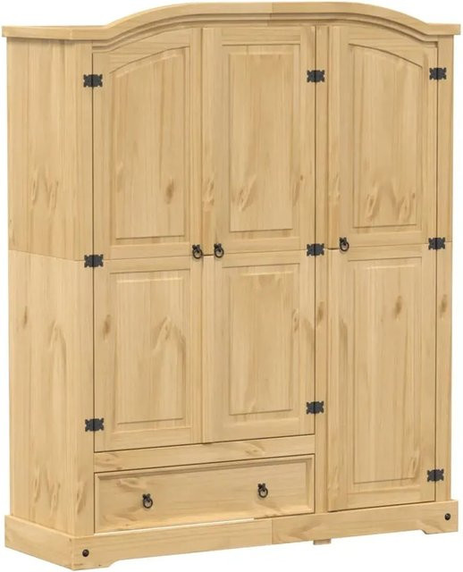 vidaXL Kleiderschrank Corona aus Massivholz Kiefer in Braun mit integrierten Schubladen, B/T/H: 151,5 x 52 x 186 cm - Bild 1