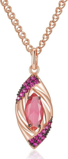 Halskette mit Anhänger, Kupfer, Roségold, Zirkonia, Damen, Vintage - Bild 1
