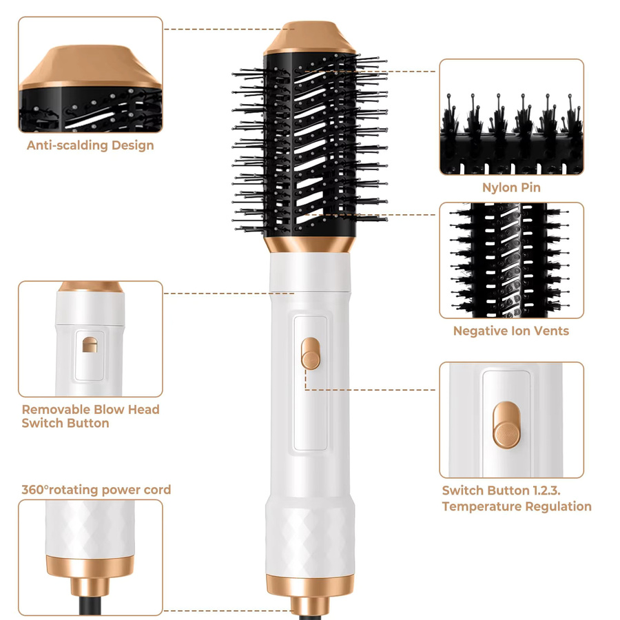 UKLISS Heißluftbürste 6 in 1 Air Styler mit Lockenstab und Glättbürste - Bild 5