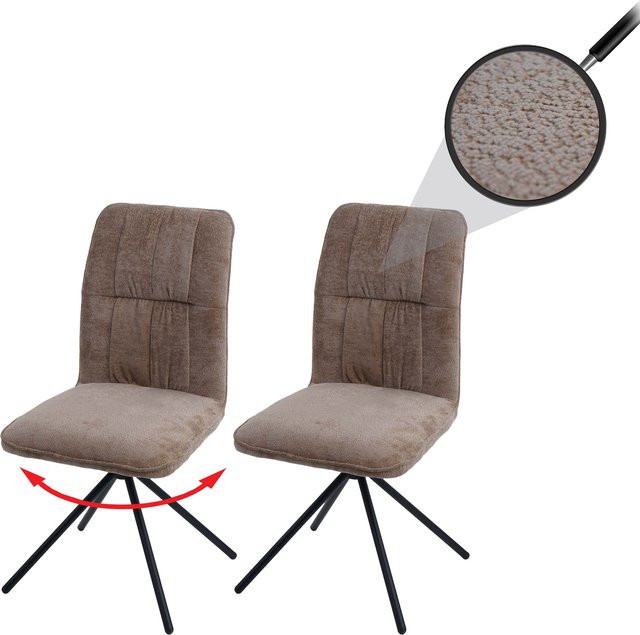2er-Set MCW Esszimmerstuhl N99 in Hellbraun mit drehbarer Auto-Return Funktion und Chenille-Stoff - Bild 1