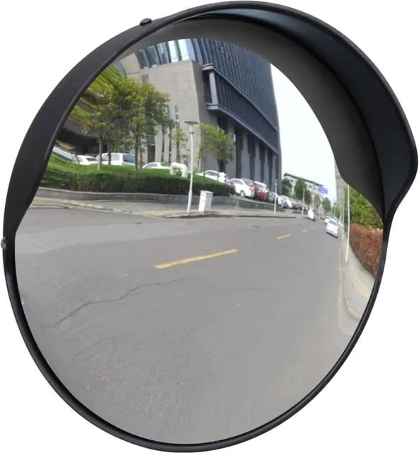DELUKE Verkehrsspiegel LEDO Konvex aus Kunststoff in Schwarz mit Ø 30 cm - Bild 1