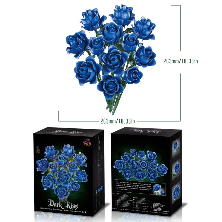 FUNXINEE Blaues Rosenstrauß-Bausteinset, 585 Teile, ab 14 Jahren - Bild 3