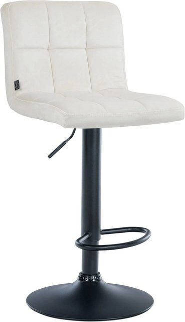 DELUKE Barhocker BRISBAN Tresenhocker mit Lehne aus Samt in Creme und Schwarz - Bild 1