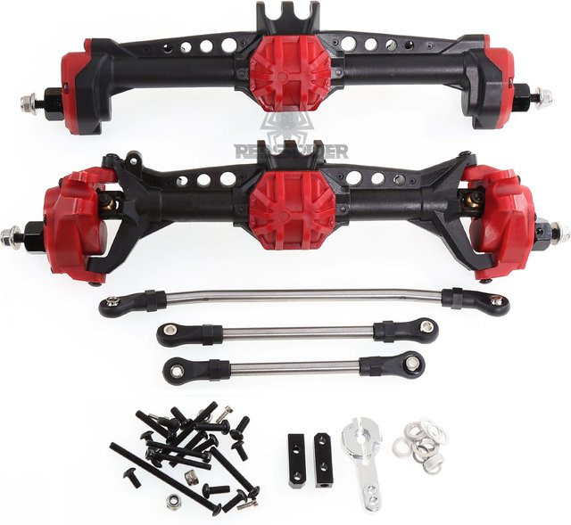 RS Portalachsen Vorder- und Hinterachsen für SCX10 II 1/10 RC Crawler, Upgrade-Teile, Nylonachsen und Stahlgetriebe und Metallkugellager - Bild 1