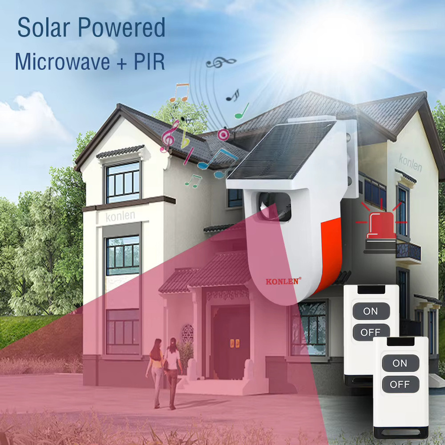 KONLEN Solar Türklingel mit Mikrowellen-PIR-Bewegungssensor und Infrarot-Alarmdetektor in Weiß - Bild 2