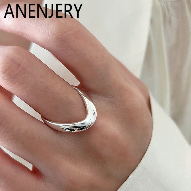 ANENJERY Offener Ring, Unregelmäßige Geometrie, V-form, Unisex - Bild 1