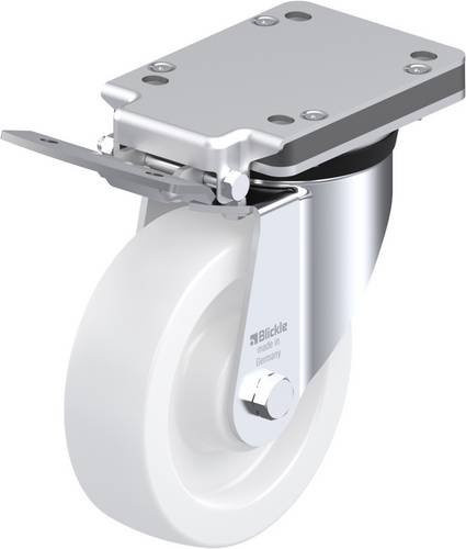 Blickle LK-SPO 160G-IS Lenkrolle mit Feststeller, Rad-Durchmesser: 16 cm, Tragfähigkeit: 600 kg, verzinkt, weiß - Bild 1