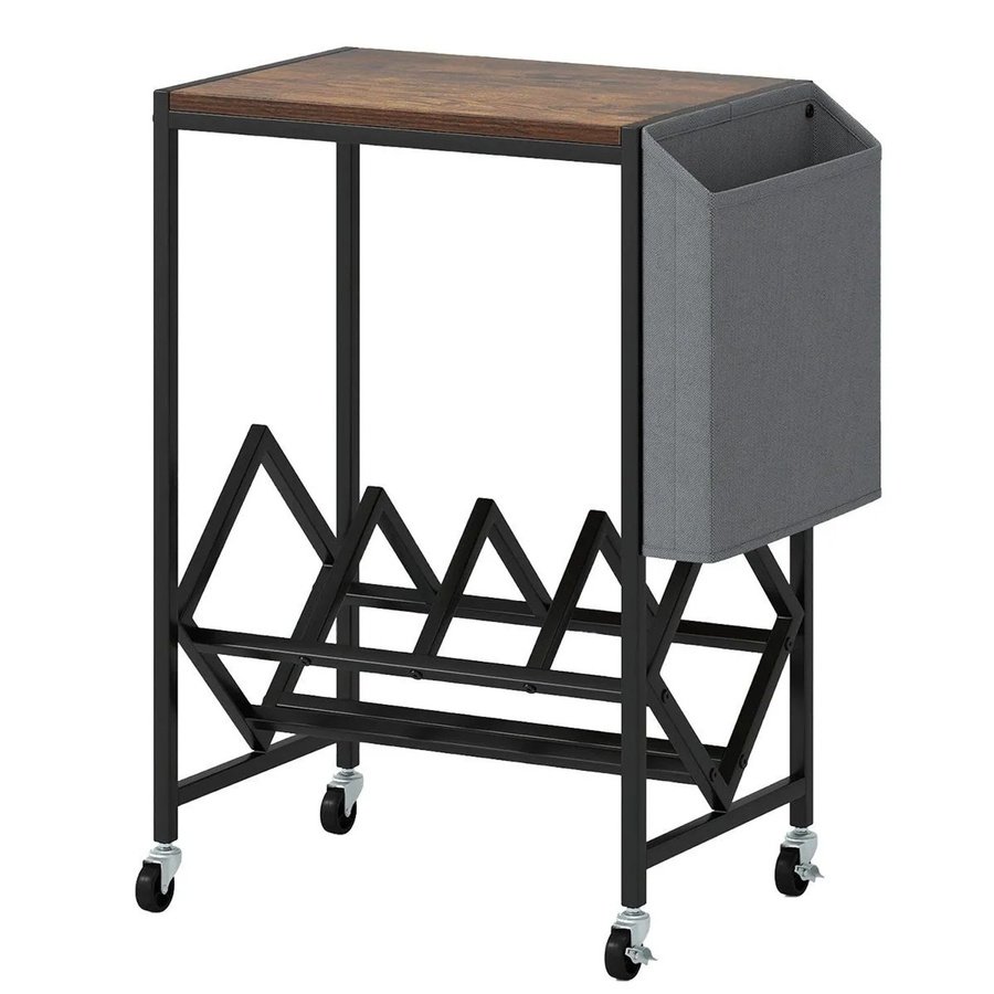 Costway Plattenspieler Regal in Braun mit Rollen im Industrial Design - Bild 2