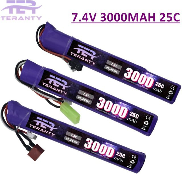 PYLRC LiPo Batterie 7,4 V 3000 mAh 2S mit Tamiya und Deans T Stecker für elektrische Spielzeug Wasser Kugel Pistolen - Bild 1