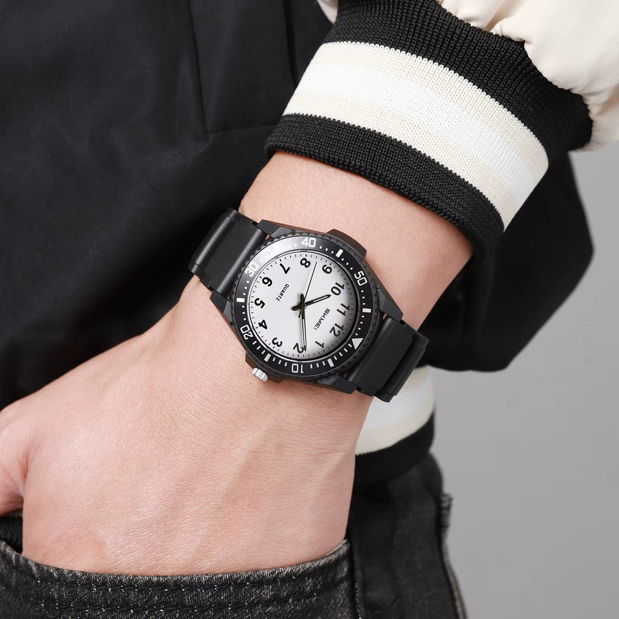 SKMEI Chronograph Armbanduhr, Quarz, Kunststoff, Schwarz, Kinder - Bild 3
