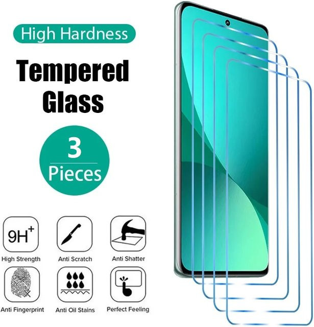 3er-Pack Displayschutzfolie aus gehärtetem Glas für Xiaomi Redmi Note 11 4G, 12S, 12, 10, 10T und K30S Ultra, transparent - Bild 1