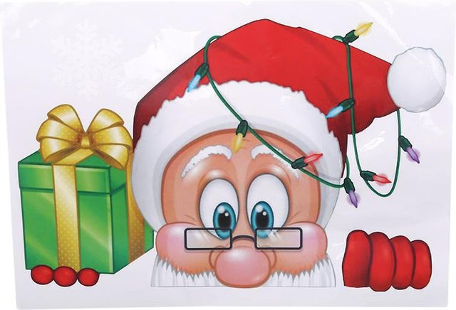 Yiran Furniture Weihnachtsmann Wandaufkleber aus PVC Vinyl für Fenster und Raumdekoration, Mehrfarbig, Abnehmbar und Wiederverwendbar - Bild 1