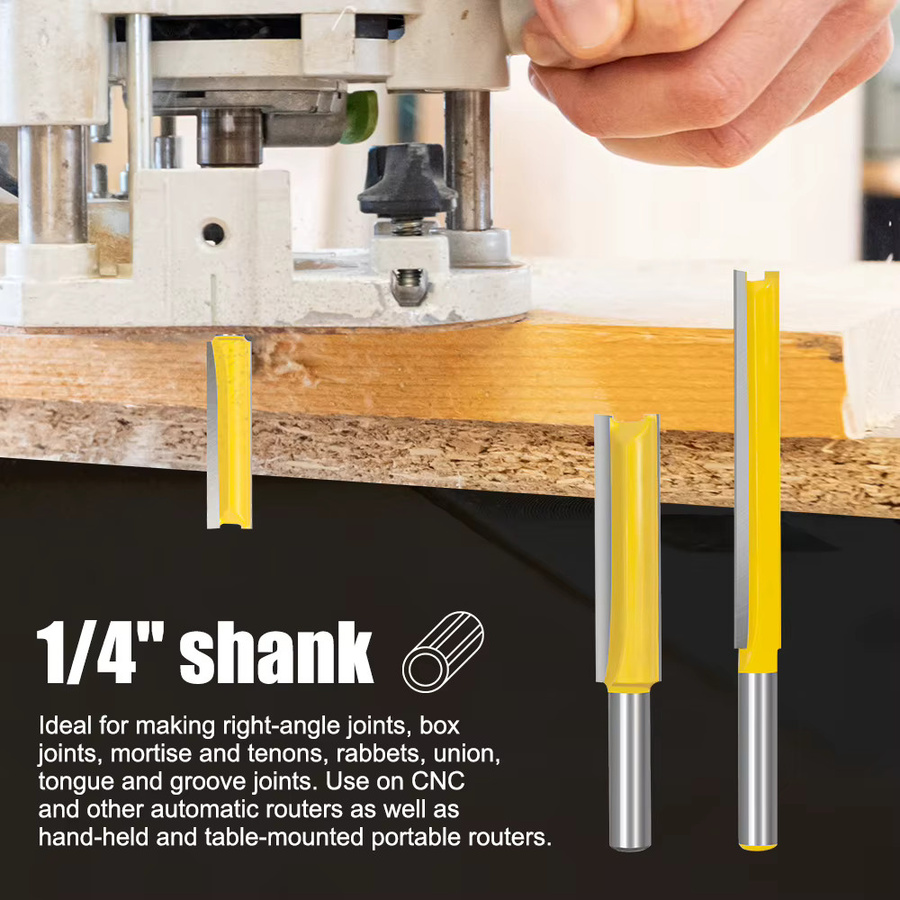 XCAN Erweiterter gerader Fräser mit 1/4 Zoll Schaft, Doppel-Kante Hartmetall Fräser für CNC Router, Silber - Bild 3