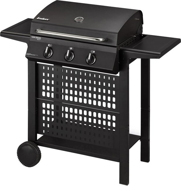 Enders Gasgrill San Diego Next 3 Gasgrill in Schwarz mit 3 Brennern, Edelstahl und Piezozündung - Bild 1