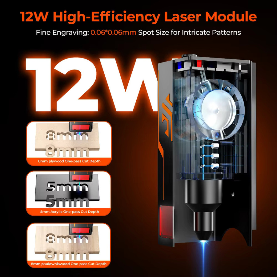 Acmer S2 Lasergraviergerät CNC-Maschine mit 300x300 mm Arbeitsbereich und LightBurn Kompatibilität für Holz, Leder und Geschenkherstellung in Schwarz - Bild 2
