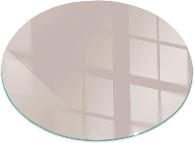 Tulup Runde Glasplatte für Kamin und Kaminöfen in Beige, Durchmesser: 70 cm - Bild 1