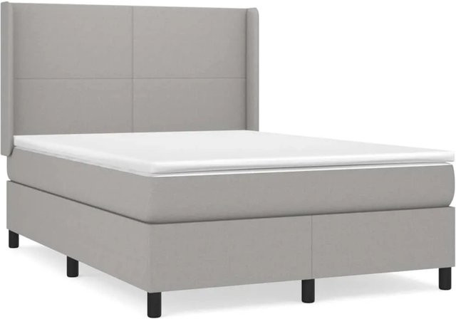 vidaXL Boxspringbett mit Matratze Hybrid-Design in Hellgrau, B/T/H: 140 x 190 x 147 cm - Bild 1